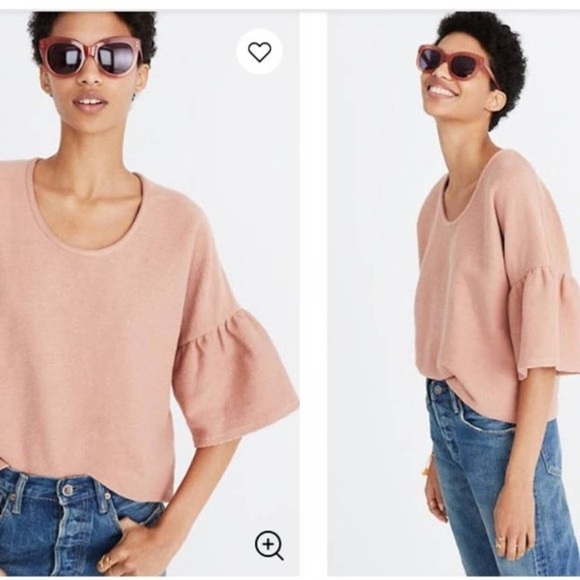 Madewell pink ribbed bell-sleeve top - Picture 1 of 3